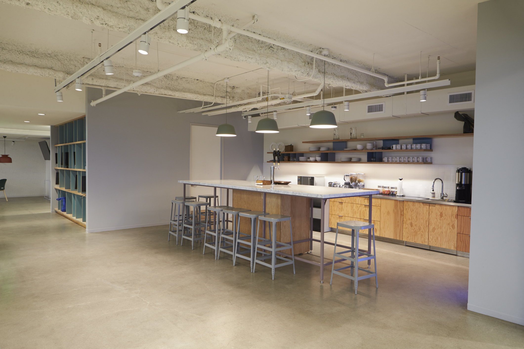 Corporate business cafeteria kitchen area, Los Angeles