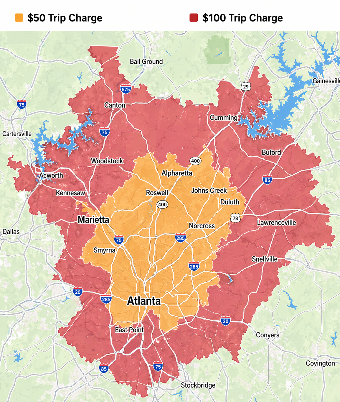 Your Handyman Atlanta service area map